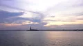 Wide Shot Statue of Liberty At Sunset New York Bay 4k or 4k+ Resolution