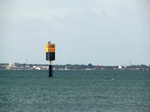 Wide shot of a structure in the ocean. Stock Footage 80018644