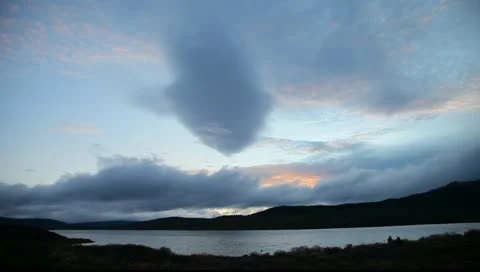 Wide Shot Sunset Over Lake Stock Footage