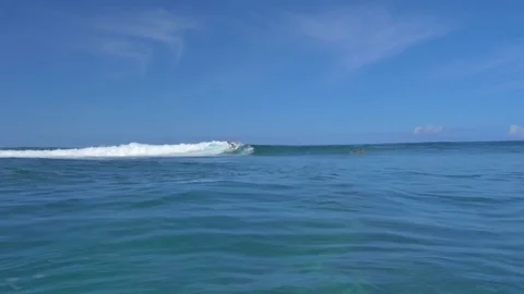 Wide Shot of Surfer Riding the Waves Stock Footage 83044648
