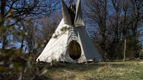 Wide Shot of a Tepee Stock Footage 142764665