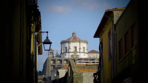 Wide shot through the buildings showcasing the Monastery s scale. Stock Footage 327624623