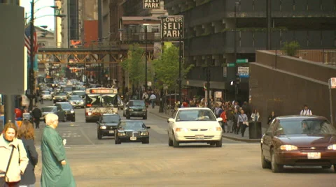 Wide Shot Timelapse Chicago Intersection Stock Footage 4681851