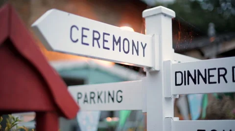 Wide shot tracking old fashioned sign post Stock Footage 44289459