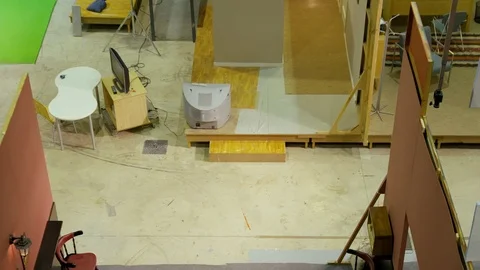 Wide Shot, Tracking Shot, 20 Seconds Or Greater, Indoors, Day, High Angle View, Stock Footage 94013734