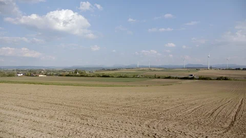 Wide shot of train in landscape Stock Footage 108599101