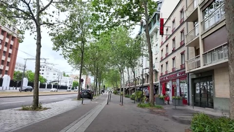 Wide Shot of a Tree Lined Street in Paris France Stock Footage 335498459