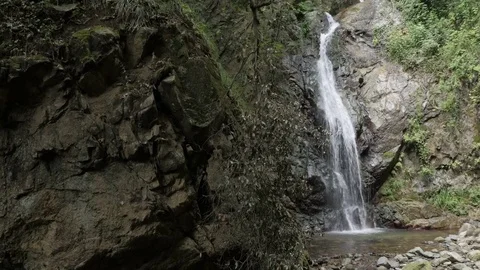 Wide shot of waterfall - 4K Stock Footage 75956850