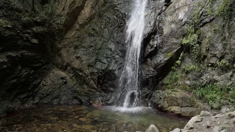 Wide shot of waterfall - slow motion Stock Footage 75956682