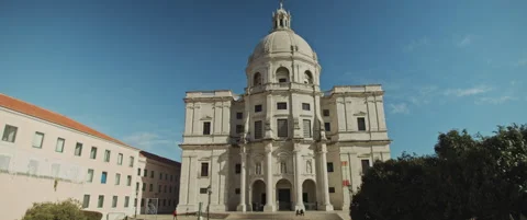 Wide shot of a white stone old building Stock Footage 151354846