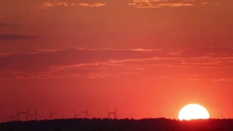 Wide shot of wind turbines Video stock 78717391