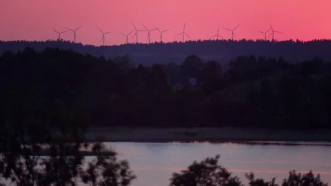 Wide shot of wind turbines Stockbeeldmateriaal 78717435