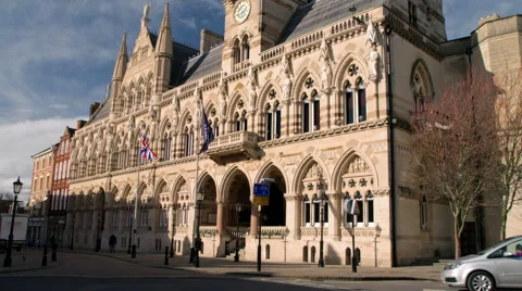 Wide Shots of Northampton Guildhall Stock Footage 61643948