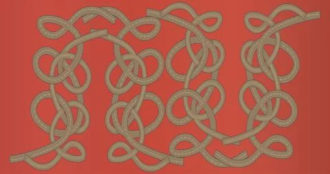 Wide sinuous shapes with lines, created by the author's patterned brushes. Stock Illustration