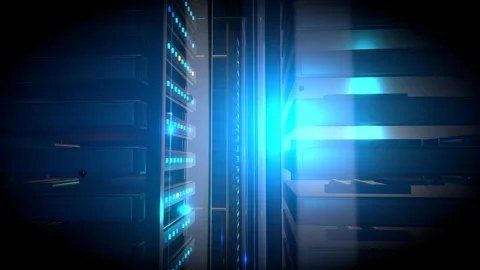 Wide smooth seamless circular orbit circling a massive data center, 4K Stock Footage 338215000