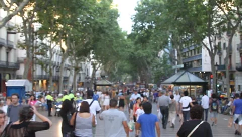 Wide sot La Rambla - soft focus Stockbeeldmateriaal 8636791