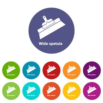 Wide spatula icons set vector color Stock Illustration