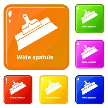 Wide spatula icons set vector color Stock Illustration
