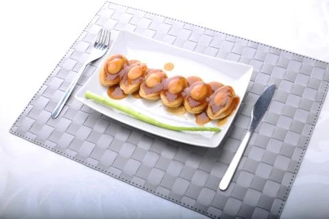 Wide spread of Abalone servings Stock Photos