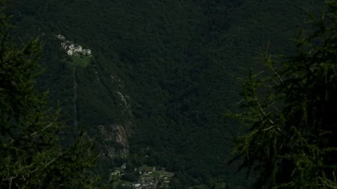Wide Static shot of castle in mountain forest. Stock Footage 86756814