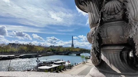 Wide Static Shot of Pont Alexandre III with Grand Palais in Paris Vídeos de archivo 332602145