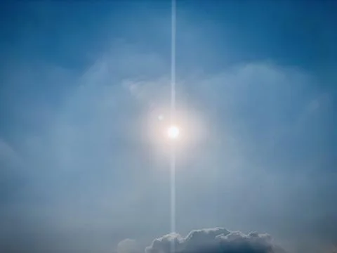 Wide Static View of Sun in Hazy Sky Over Jakarta Indonesia Stock Photos