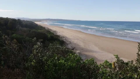 Wide stretch of beach in Australia Stock Footage 71600402