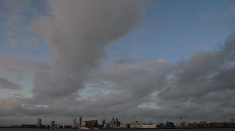 Wide time-lapse over the River Mersey and Liver Building in Liverpool, UK Stock Footage 31120998