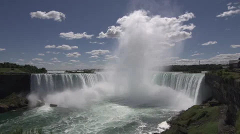 A wide, time-lapse shot of spray at Niagara Falls, Canada Stock Footage 44115926