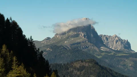 Wide timelapse shot of clouds on Sass de Putina, Dolomites, 4k Stock Footage 159793802