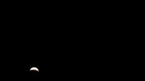 Wide Timelapse of the Total Lunar Eclipse on March 14th, 2025 as the moon gets Stock Footage 304668772