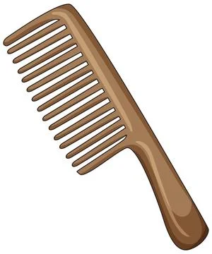 Wide Tooth Brown Comb Vector Illustration Stock Illustration