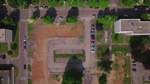 Wide top-down drone of Sens city Video stock 342515892
