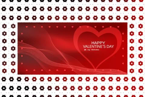 Wide vector Greeting background for Valentine's Day with gradient red backdro Stock Illustration