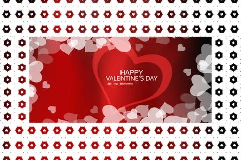 Wide vector Greeting background for Valentine's Day with gradient red backdro Stock Illustration