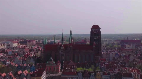 Wide vertical tracking of St. Mary's Church, Gdansk Stock Footage 339171270