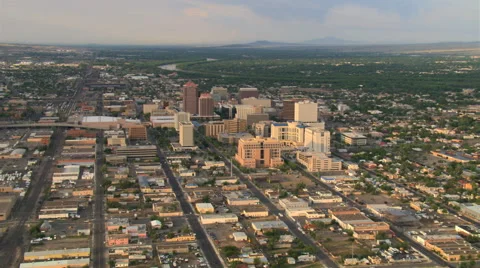 Wide view above Albuquerque looking toward Rio Grande. Shot in 2008. Stock Footage 59538922