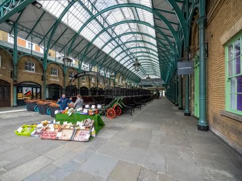 Wide view angle of Apple Market at Covent Garden during the outbreak. Stock Photos