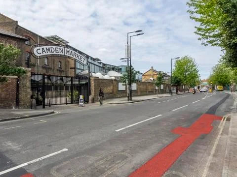 Wide view angle of closed Camden Market. Stock Photos