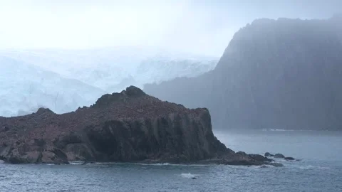 Wide View Antarctica Point Wild on Elephant Island Penguin Colony View From.. Stock Footage 340303342