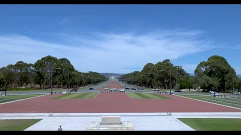 Wide View of Anzac Parade Towards Parliament House in Canberra Australia Stock Footage 327689059