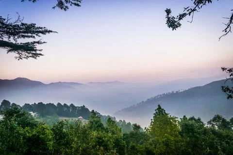 A wide view of the Big Himalayan Range during the evening Stock Photos