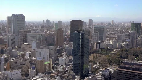 Wide view of central Tokyo skyline Stock Footage 88200313