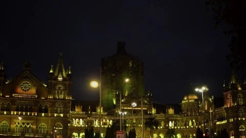 Wide view of Chhatrapati Shivaji Terminus  building Vídeo Stock 337172833
