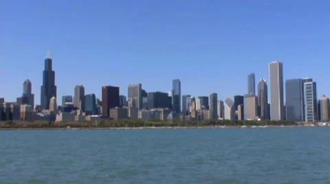 Wide View of Chicago Skyline Stock Footage 37694782