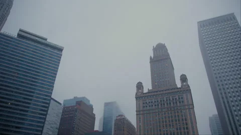 Wide View of elements Downtown Chicago Under a Layer of Fog. Chicago IL. USA 20 Video stock 267721492