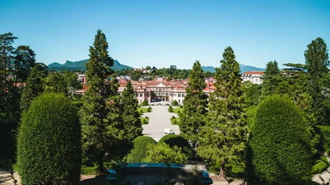 Wide view of Estense Palace, ancient noble residence in Varese. Timelapse 4K Stock Footage 133208979