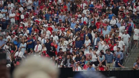 Wide view of the filled stadium at the Charlie Kirk memorial service Stock Footage 345297984