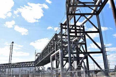 Wide View of Gas Pipeline Complex at a Refinery Stock Photos