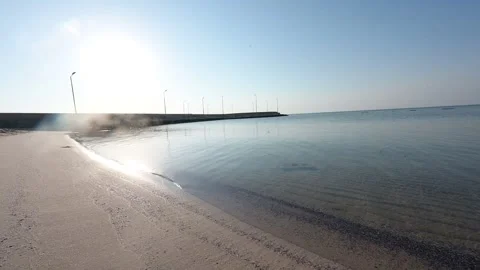 Wide View of Half Moon Beach on the Arabian Gulf, Al Khobar, Saudi Arabia Stock Footage 320966021